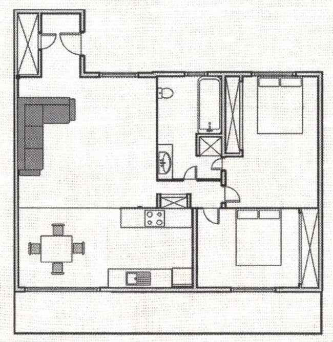 2 Bed 1 Bath G06 floor plan